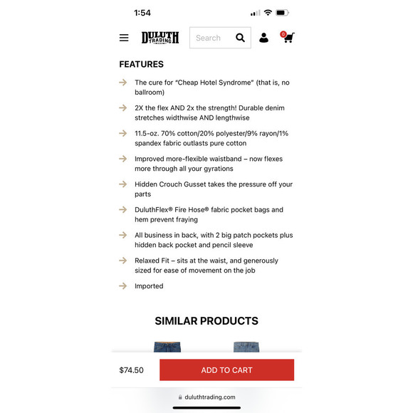 Duluth Trading Company Men’s Ballroom Double Flex Relaxed Fit Jeans - Picture 14 of 16